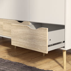 Oslo Wardrobe 3 Doors 3 Drawers in White and Oak