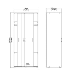 Space Wardrobe with 2 Sliding Doors in White