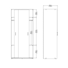 Space Wardrobe with 2 Sliding Doors in White