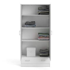 Space Wardrobe with 2 Doors + 1 Drawer in White 1750