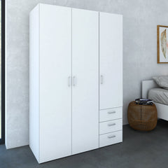 Space Wardrobe - 3 Doors 3 Drawers in White 2000