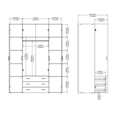 Space Wardrobe - 4 Doors 3 Drawers in White 2000