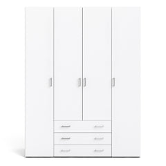 Space Wardrobe - 4 Doors 3 Drawers in White 2000