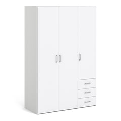 Space Wardrobe with 3 doors + 3 drawers White 1750