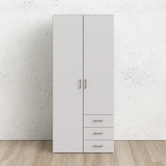 Space Wardrobe with 2 doors + 3 drawers White 1750