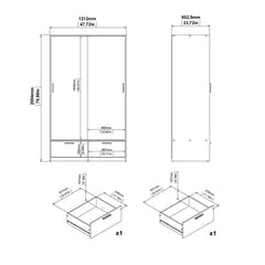 Line Wardrobe with 2 Doors + 2 Drawers in Jackson Hickory Oak