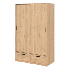 Line Wardrobe with 2 Doors + 2 Drawers in Jackson Hickory Oak