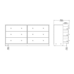 May Chest of 6 Drawers (3+3) in White