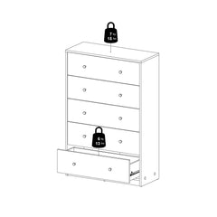 May Chest of 5 Drawers in White