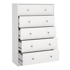 May Chest of 5 Drawers in White