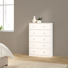 May Chest of 5 Drawers in White