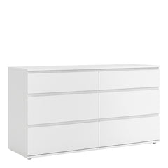 Nova Wide Chest of 6 Drawers (3+3) in White