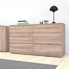 Nova Wide Chest of 6 Drawers (3+3) in Truffle Oak