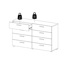 Pepe Wide Chest of 8 Drawers (4+4) in White Woodgrain