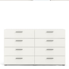 Pepe Wide Chest of 8 Drawers (4+4) in White Woodgrain