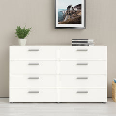 Pepe Wide Chest of 8 Drawers (4+4) in White Woodgrain