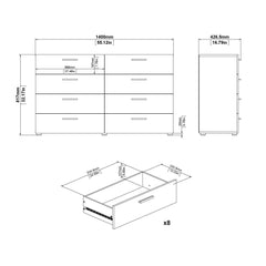 Pepe Wide Chest of 8 Drawers (4+4) in Black Woodgrain