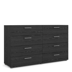 Pepe Wide Chest of 8 Drawers (4+4) in Black Woodgrain