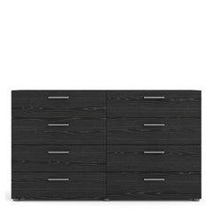 Pepe Wide Chest of 8 Drawers (4+4) in Black Woodgrain