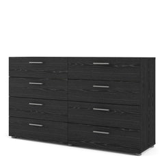 Pepe Wide Chest of 8 Drawers (4+4) in Black Woodgrain