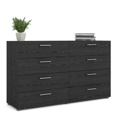 Pepe Wide Chest of 8 Drawers (4+4) in Black Woodgrain