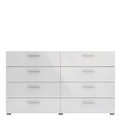 Pepe Wide Chest of 8 Drawers (4+4) in Oak with White High Gloss