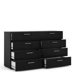 Pepe Wide Chest of 8 Drawers (4+4) in Black