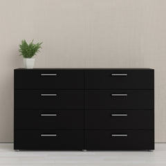 Pepe Wide Chest of 8 Drawers (4+4) in Black