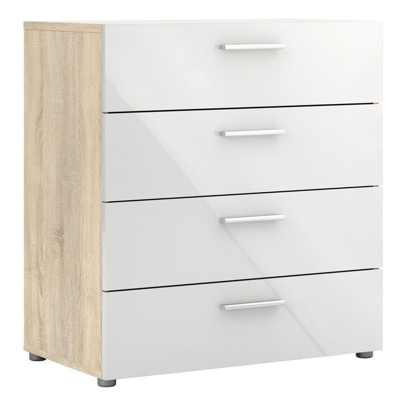 Pepe Chest of 4 Drawers in Oak with White High Gloss