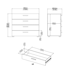 Pepe Chest of 4 Drawers in Truffle Oak