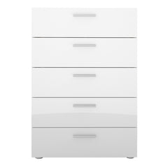 Pepe Chest of 5 Drawers in Oak with White High Gloss