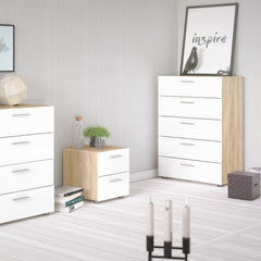 Pepe Chest of 5 Drawers in Oak with White High Gloss