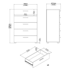 Pepe Chest of 5 Drawers in Black