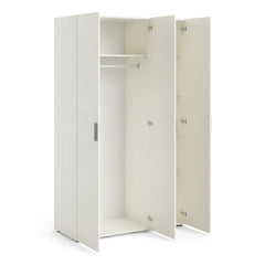 Pepe Wardrobe with 3 doors in White woodgrain