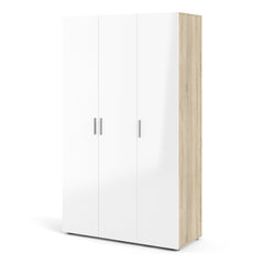 Pepe Wardrobe with 3 doors in Oak with White High Gloss