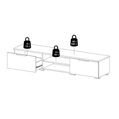 Match TV Unit 2 Drawers 2 Shelf in Black