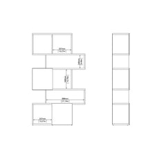 Maze Asymmetrical Bookcase with 3 Doors in Jackson Hickory and Concrete