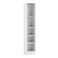 Basic Tall Narrow Bookcase (4 Shelves) in White