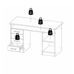 Function Plus Desk 4 Drawer 1 Door in White and Grey