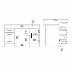 Function Plus Desk 4 Drawer 1 Door in Jackson Hickory Oak