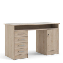 Function Plus Desk 4 Drawer 1 Door in Jackson Hickory Oak