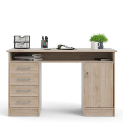 Function Plus Desk 4 Drawer 1 Door in Jackson Hickory Oak