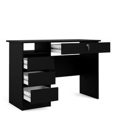 Function Plus Desk (3+1) handle free Drawer in Black