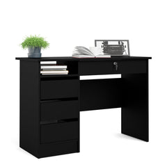 Function Plus Desk (3+1) handle free Drawer in Black