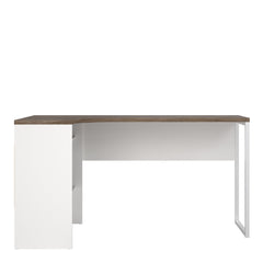 Function Plus Corner Desk 2 Drawers in White and Truffle Oak