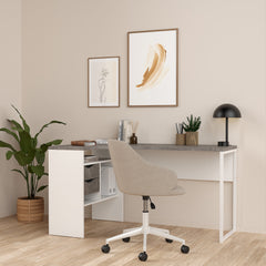 Function Plus Corner Desk 2 Drawers in White and Grey