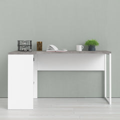 Function Plus Corner Desk 2 Drawers in White and Grey