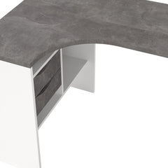 Function Plus Corner Desk 2 Drawers in White and Grey