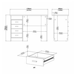 Function Plus 4 Drawer Desk in Oak