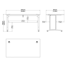 Prima Desk 150 cm in White with White legs